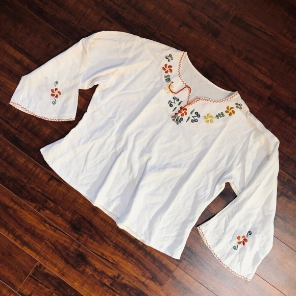 BoHo HIPPIE Embroidery Tunic Shirt Top - Picture 6 of 9